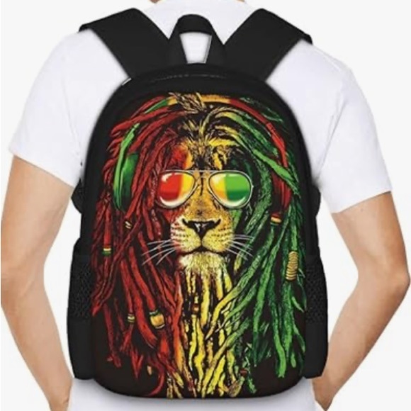 Rasta Lion Mens Boys Backpack, Travel Laptop Bag